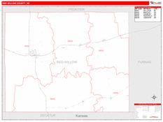 Red Willow County, NE Digital Map Red Line Style